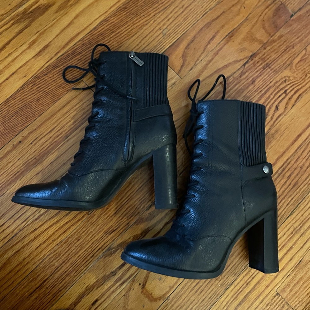 MICHAEL KORS laced zip up leather boots